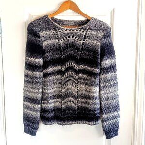 Elsamanda Grey Crochet Knit Italian Wool Sweater